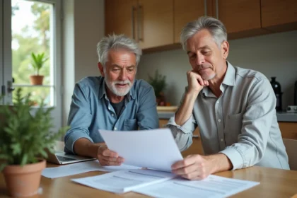 Couple d'âge moyen examinant leurs économies de retraite