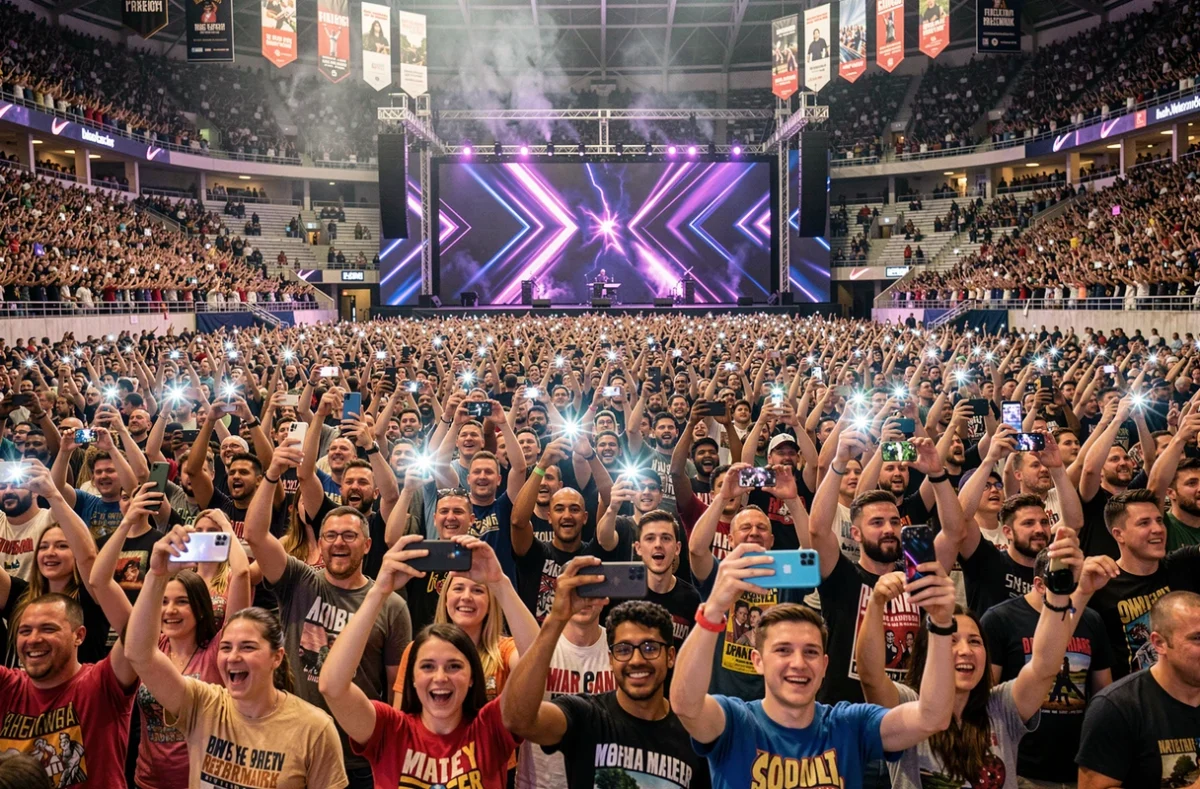 Foule de fans lors d'un concert du Celebration Tour de Madonna en 2026 dans une grande salle comble